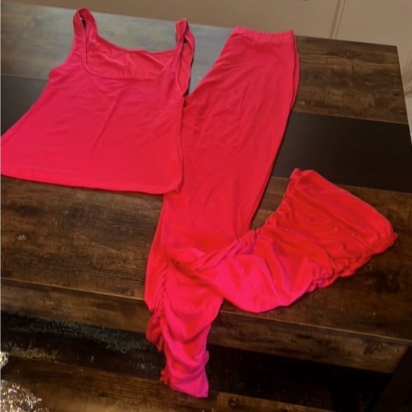 New 2 peace pink, stacked pants set - Picture 1 of 6